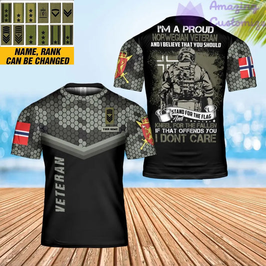 Personalized Norway Soldier/ Veteran Camo With Name And Rank T-shirt 3D Printed - 17069184