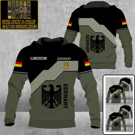 Personalisierter Kapuzenpullover mit Camouflage-Muster für deutsche Soldaten/Veteranen mit Namen und Rang, 3D-Druck – 3009230001