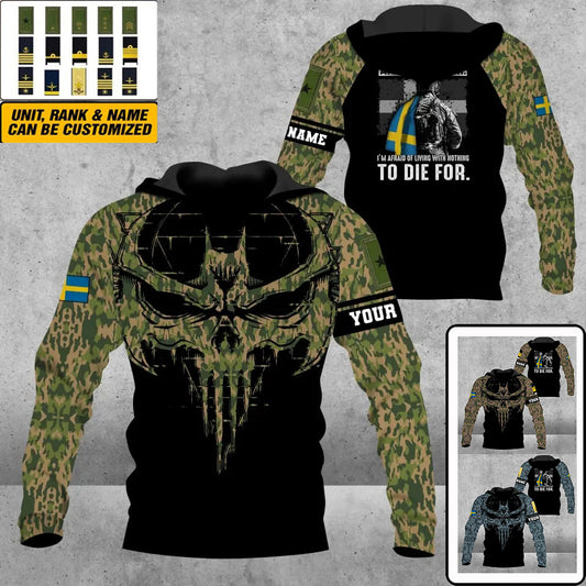 Personalized Sweden Soldier/ Veteran Camo With Name And Rank Hoodie 3D Printed - 0609230001