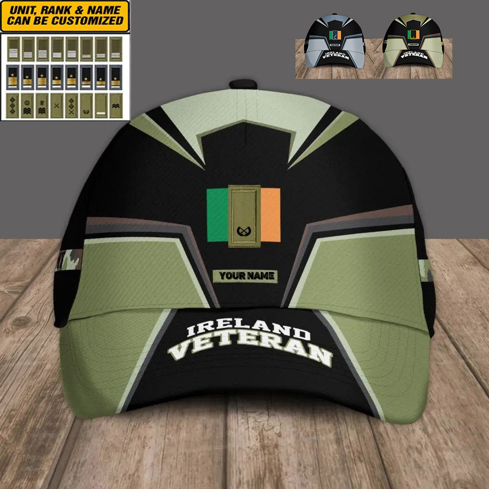 Personalized Rank And Name Ireland Soldier/Veterans Camo Baseball Cap - 16860096