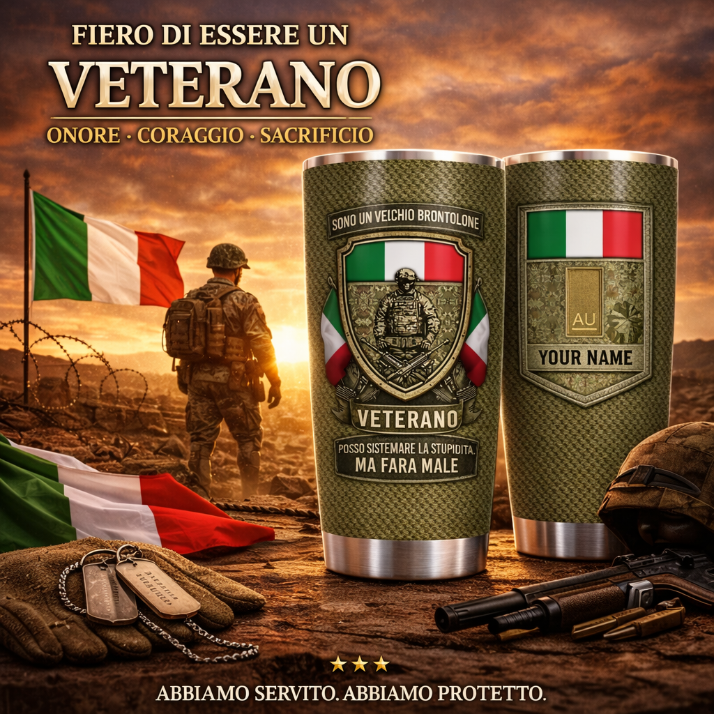 Personalized Italy Veteran/ Soldier With Rank And Name Camo Tumbler - 17727552