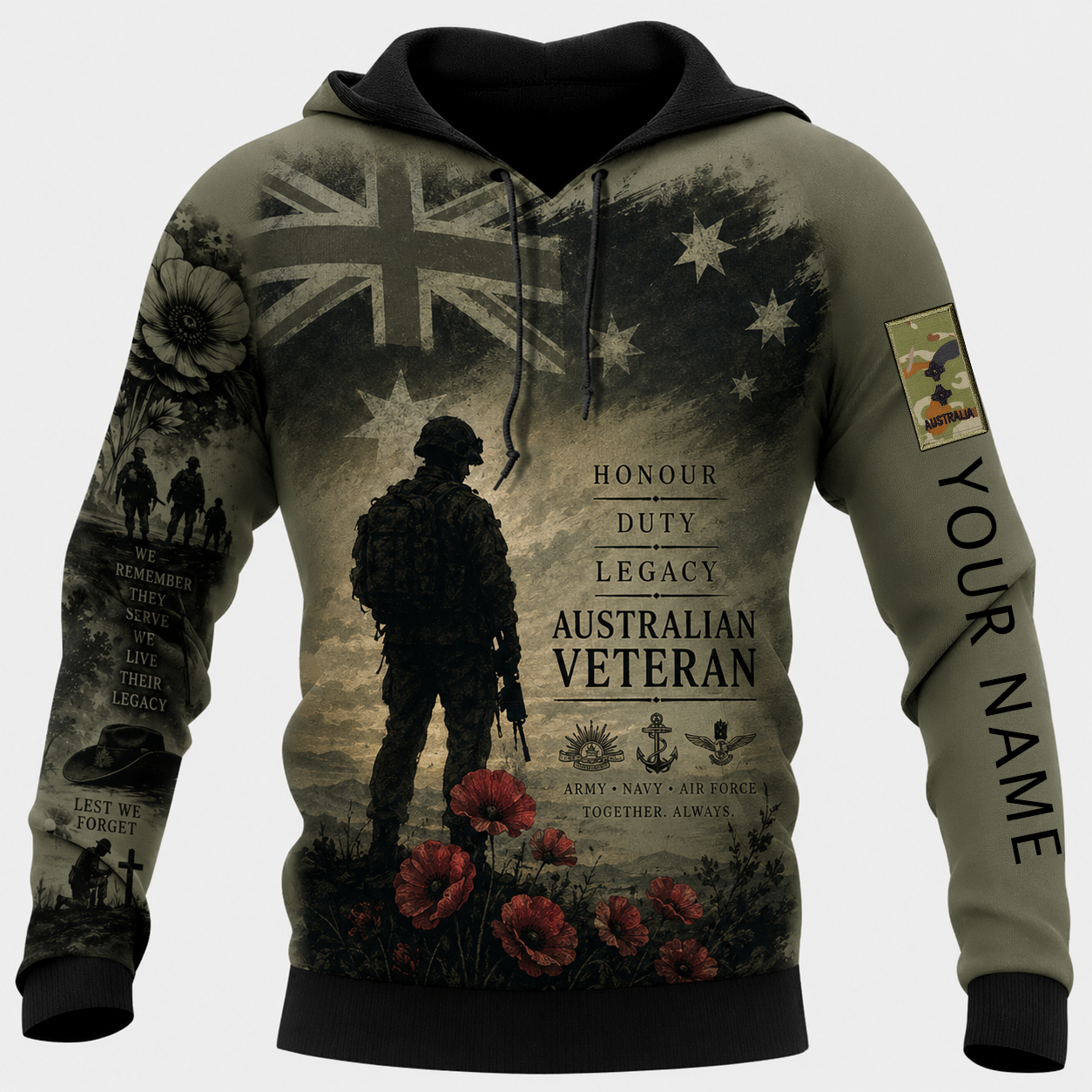 Personalized Australia Soldier/Veteran with Name & Rank Hoodie All Over Printed - TH1779235208