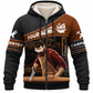 Personalized Carpenter Fleece Zip Hoodie - Brown Diagonal Band Hand Plane - front view