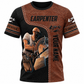 Personalized Carpenter T-Shirt - Brown Leather Print Circular Saw - front view