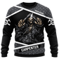 Personalized Carpenter Sweatshirt - Black Grey Hooded Skull - front view