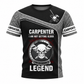 Personalized Carpenter T-Shirt - Grey Black Legend Skull - front view