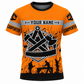 Personalized Carpenter T-Shirt - Orange Carpenter Tools Badge - front view