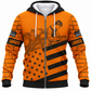 Personalized Carpenter Fleece Zip Hoodie - Orange Brickwork American Flag - front view