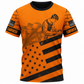 Personalized Carpenter T-Shirt - Orange Brickwork American Flag - front view