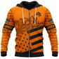 Personalized Carpenter Zip Hoodie - Orange Brickwork American Flag - front view