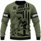 Personalized Carpenter Sweatshirt - Olive Green American Flag Carpenter - front view