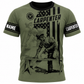Personalized Carpenter T-Shirt - Olive Green American Flag Carpenter - front view