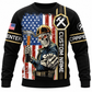 Personalized Carpenter Sweatshirt - American Flag Carpenter Skull - front view
