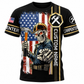 Personalized Carpenter T-Shirt - American Flag Carpenter Skull - front view