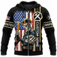 Personalized Carpenter Zip Hoodie - American Flag Carpenter Skull - front view