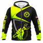 Personalized Mechanic Fleece Zip Hoodie - Neon Yellow Black Wrench Fist - front view