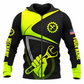 Personalized Mechanic Zip Hoodie - Neon Yellow Black Wrench Fist - front view