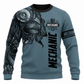 Personalized Mechanic Sweatshirt - Grey Mechanical Skull - front view