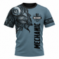 Personalized Mechanic T-Shirt - Grey Mechanical Skull - front view