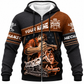 Personalized Mechanic Fleece Zip Hoodie - Brown Engine Repair Illustration - front view