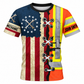 Personalized Mechanic T-Shirt - American Flag Orange Stripe Print - front view
