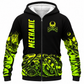 Personalized Mechanic Fleece Zip Hoodie - Black Yellow Gear Pattern - front view