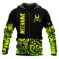 Personalized Mechanic Zip Hoodie - Black Yellow Gear Pattern - front view