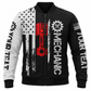 Personalized Mechanic Bomber Jacket - Black White Tools Red Wrench - front view