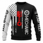 Personalized Mechanic Sweatshirt - Black White Tools Red Wrench - front view