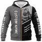 Personalized Mechanic Fleece Zip Hoodie - Grey Black Mechanic At Work - front view