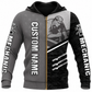 Personalized Mechanic Zip Hoodie - Grey Black Mechanic At Work - front view