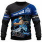 Personalized Mechanic Sweatshirt - Blue Engine Repair Illustration - front view