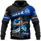 Personalized Mechanic Zip Hoodie - Blue Engine Repair Illustration - front view