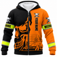 Personalized Mechanic Fleece Zip Hoodie - Orange Black Skull Engine - front view