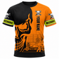 Personalized Mechanic T-Shirt - Orange Black Skull Engine - front view