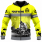 Personalized Mechanic Zip Hoodie - Yellow Mechanic At Work - front view