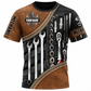 Personalized Mechanic T-Shirt - Brown Tool Roll Wrench Set - front view