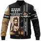 Personalized Mechanic Bomber Jacket - Black Tan Jesus Portrait - front view