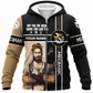 Personalized Mechanic Fleece Zip Hoodie - Black Tan Jesus Portrait - front view