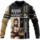 Personalized Mechanic Zip Hoodie - Black Tan Jesus Portrait - front view