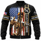 Personalized Mechanic Bomber Jacket - American Flag Mechanic Skeleton - front view