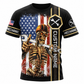 Personalized Mechanic T-Shirt - American Flag Mechanic Skeleton - front view