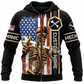 Personalized Mechanic Zip Hoodie - American Flag Mechanic Skeleton - front view