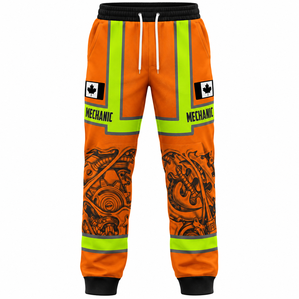 Personalized Mechanic Long Pants - Orange Vest Print Engine - front view