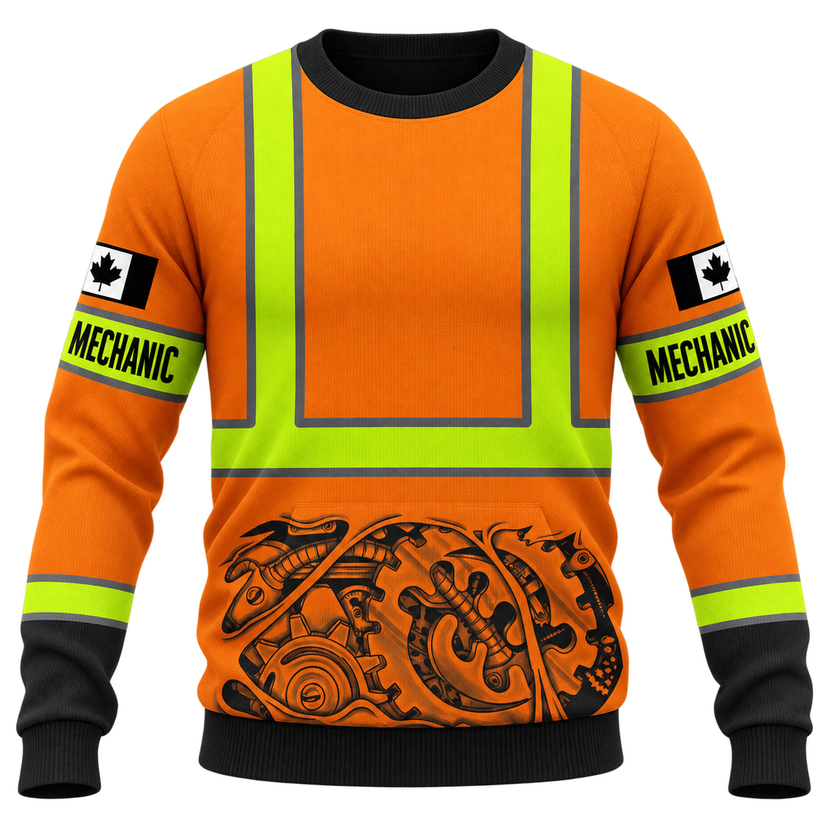 Personalized Mechanic Sweatshirt - Orange Vest Print Engine - front view
