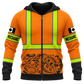 Personalized Mechanic Zip Hoodie - Orange Vest Print Engine - front view