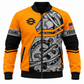 Personalized Mechanic Bomber Jacket - Orange Gear And Wrench - front view