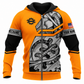 Personalized Mechanic Zip Hoodie - Orange Gear And Wrench - front view