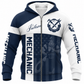 Personalized Mechanic Fleece Zip Hoodie - Navy White Crossed Tools - front view
