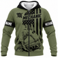 Personalized Mechanic Fleece Zip Hoodie - Olive Green American Flag Mechanic - front view